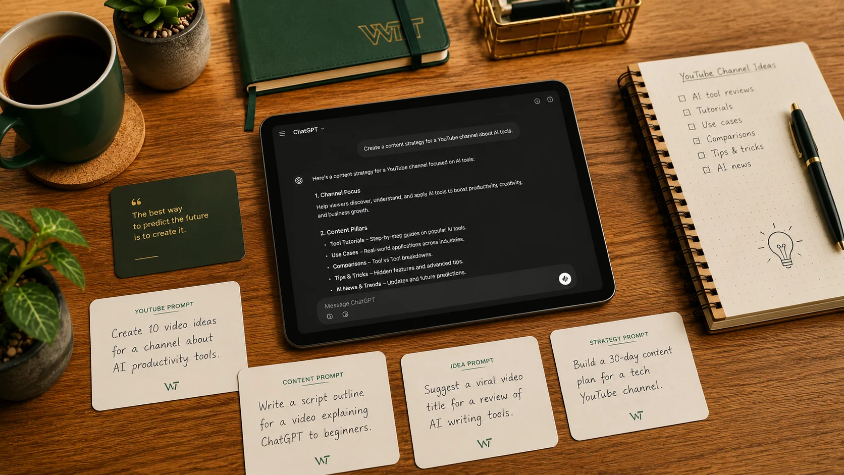 50 ChatGPT prompts for content creators — YouTube, Instagram, TikTok, and blog prompts ready to copy
